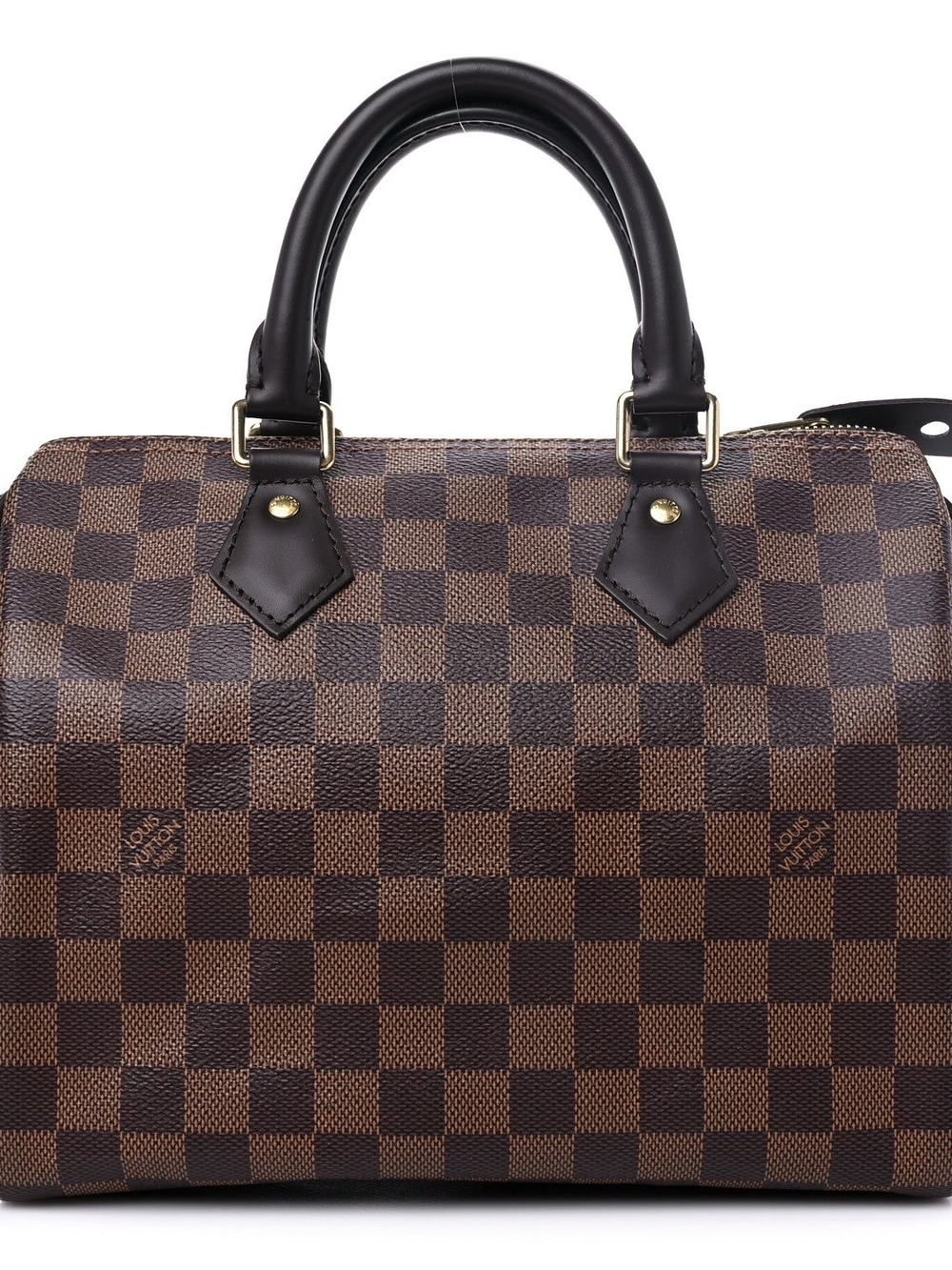 Classic Brown Checkered Leather Top-Handle Bag